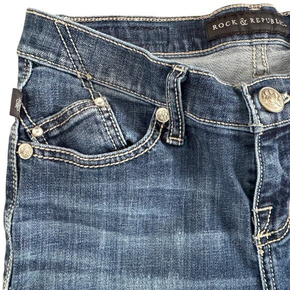 Rock & Republic Kasandra Jeans women sz 4 embellished Bootcut Moto Boho Edgy - Picture 5 of 13